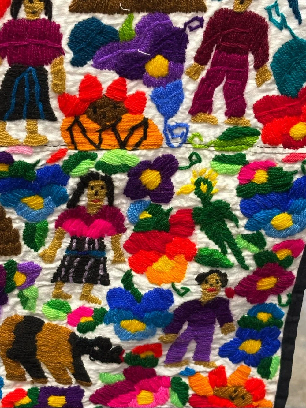 Multicolor Embroidered Folk Art Tapestry Wall Hanging